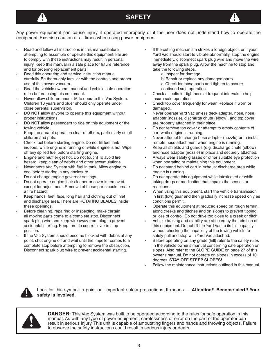 Safety | Craftsman MONSTER 486.245071 User Manual | Page 3 / 28