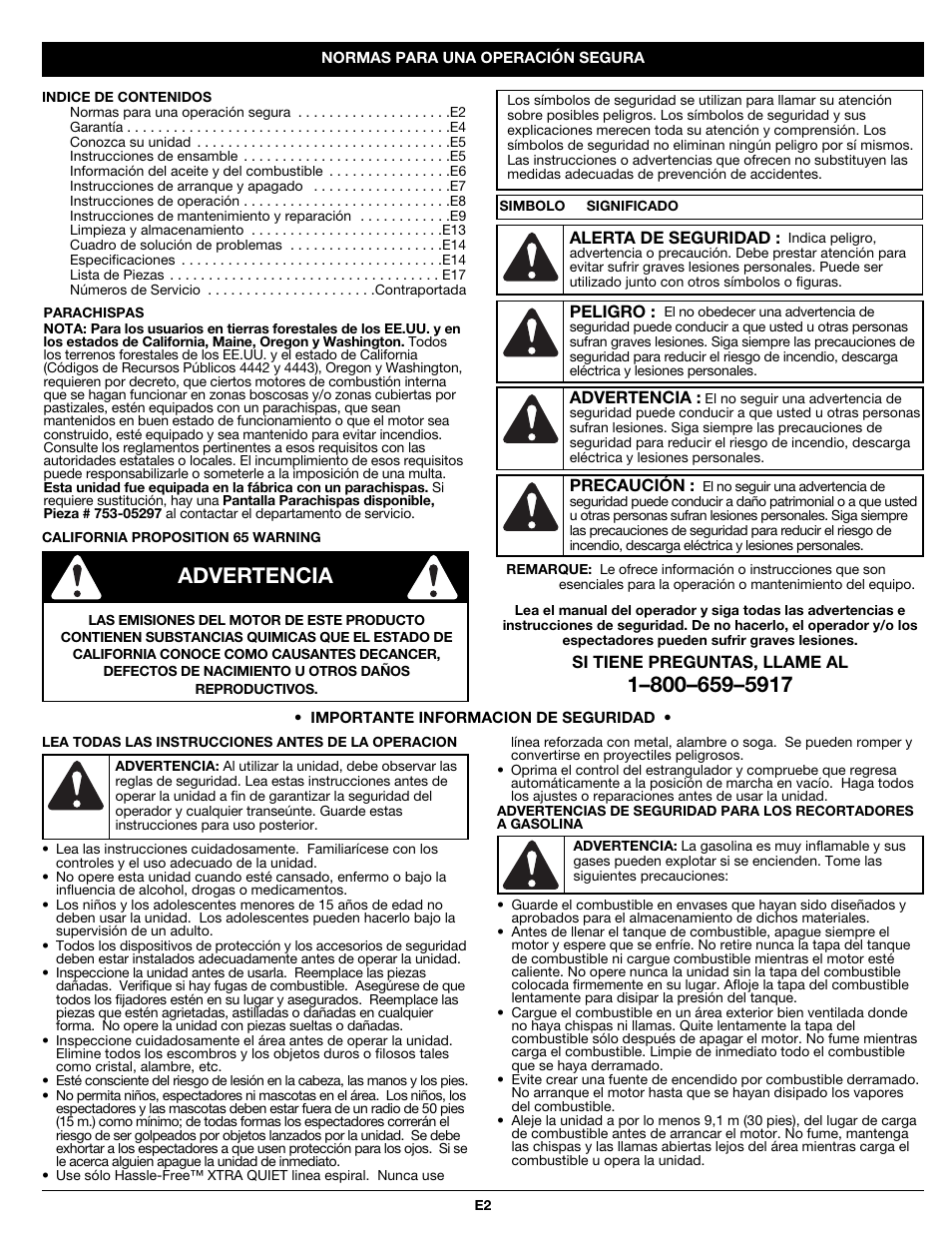 Advertencia | Craftsman 316.79194 User Manual | Page 18 / 36