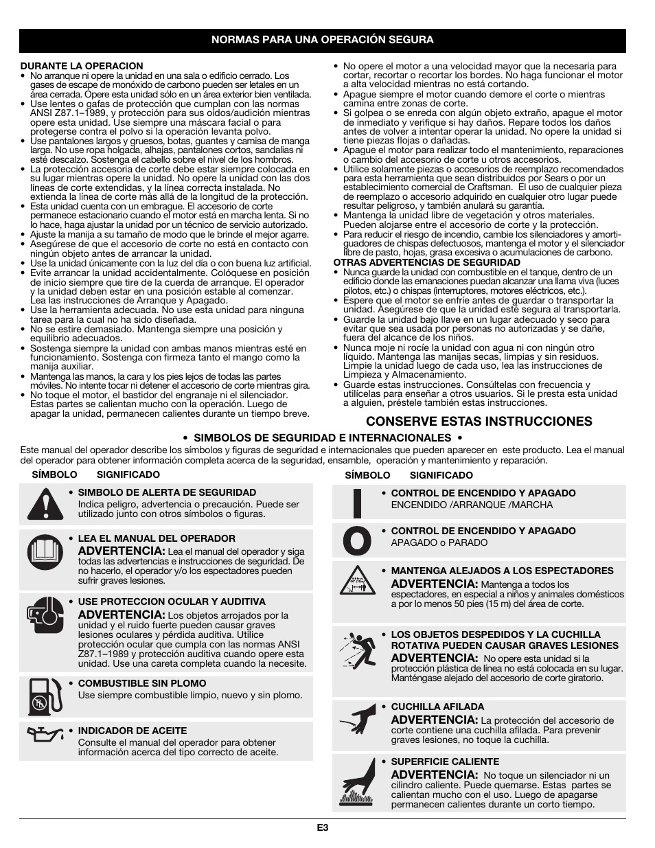 Conserve estas instrucciones | Craftsman 316.79194 User Manual | Page 19 / 36