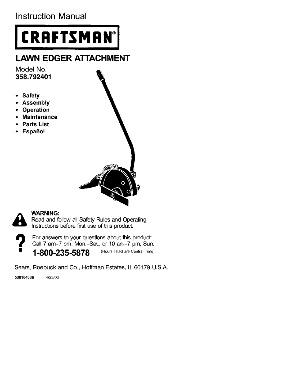 Craftsman 358.792401 User Manual | 21 pages