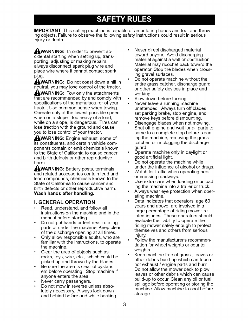 Safety rules | Craftsman 917.275632 User Manual | Page 3 / 52