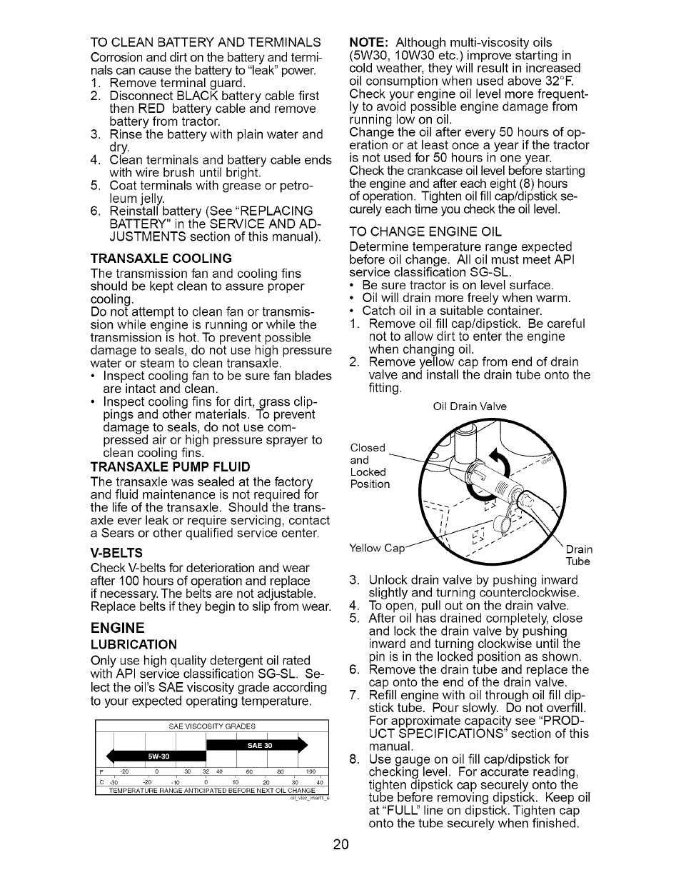 Transaxle cooling, V-belts, Lubrication | Craftsman 917.273648 User Manual | Page 20 / 56