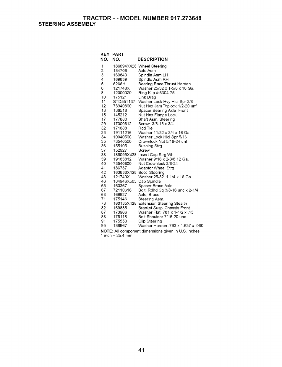 Steering assembly | Craftsman 917.273648 User Manual | Page 41 / 56
