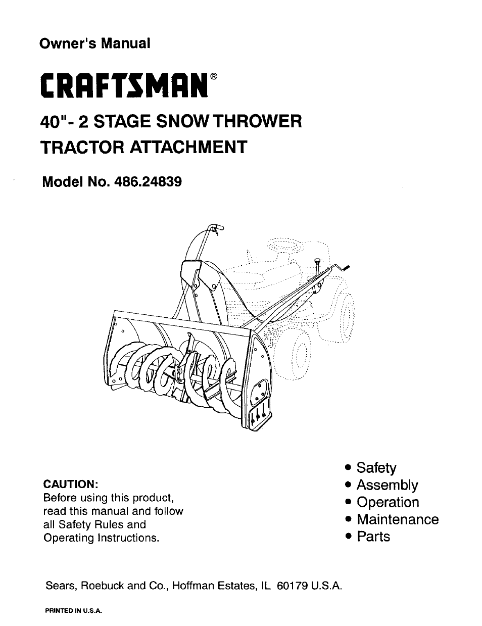 Craftsman 486.24839 User Manual | 28 pages