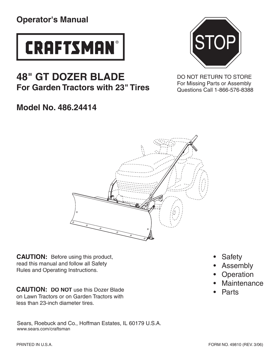 Craftsman 486.24414 User Manual | 20 pages