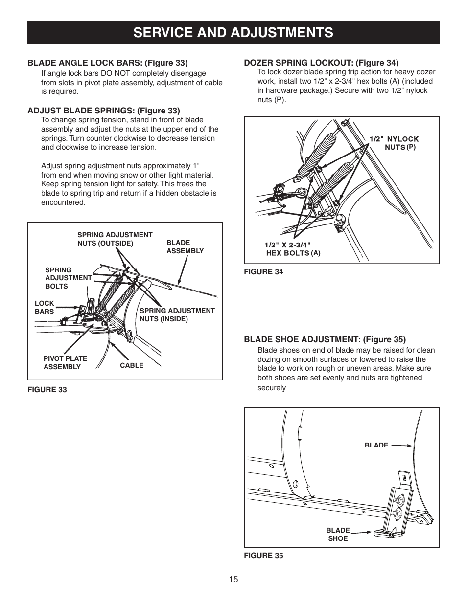 Service and adjustments | Craftsman 486.24414 User Manual | Page 15 / 20