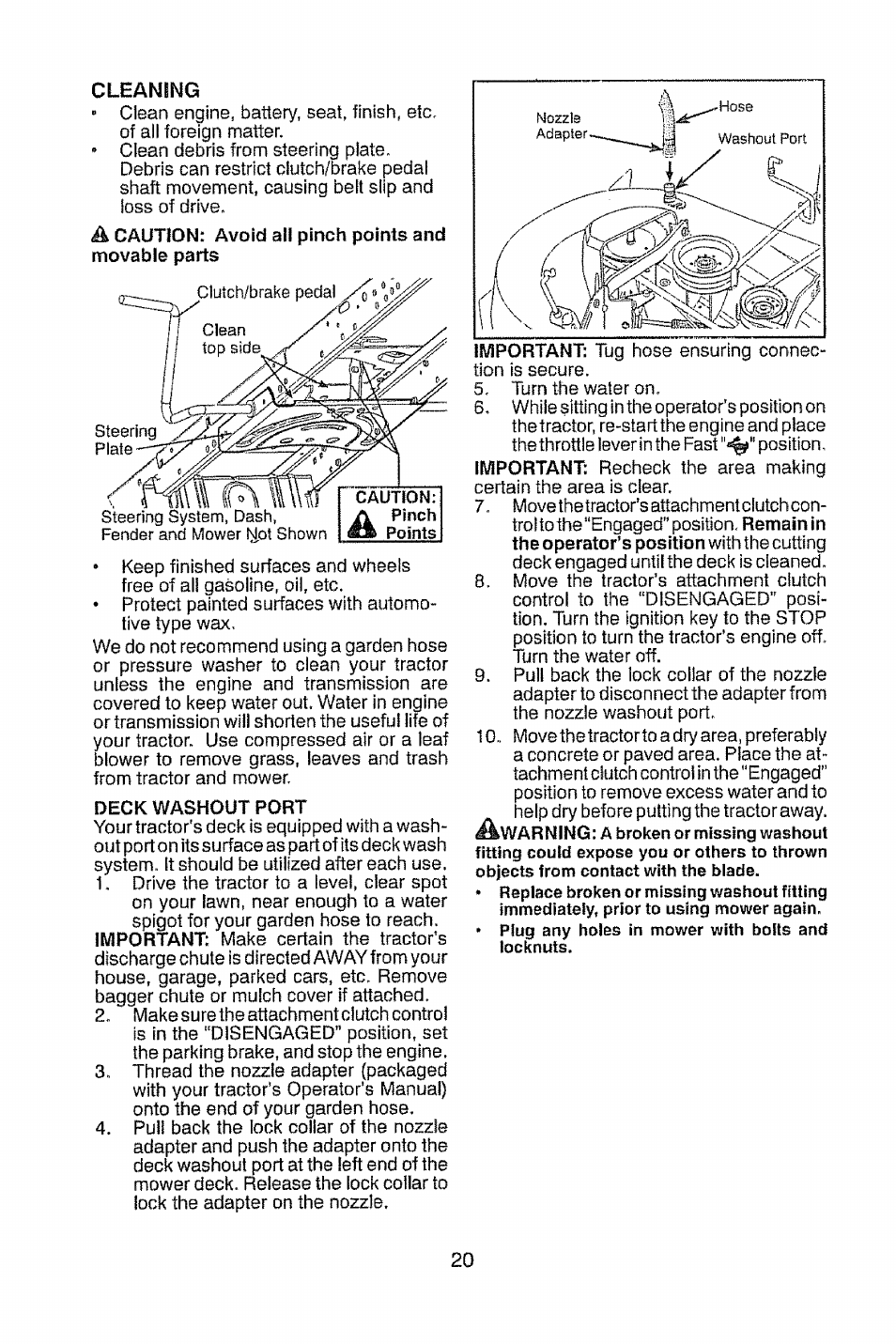 Deck washout port | Craftsman 917.28914 User Manual | Page 20 / 64