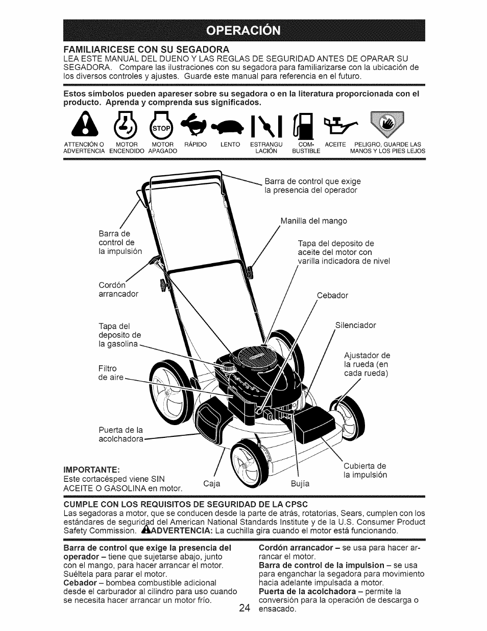 A ^ l\l íq, Operacion | Craftsman 917.375013 User Manual | Page 24 / 48