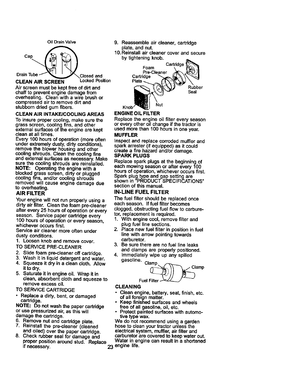 Air filter, In-line fuel filter | Craftsman 917.275021 User Manual | Page 23 / 64