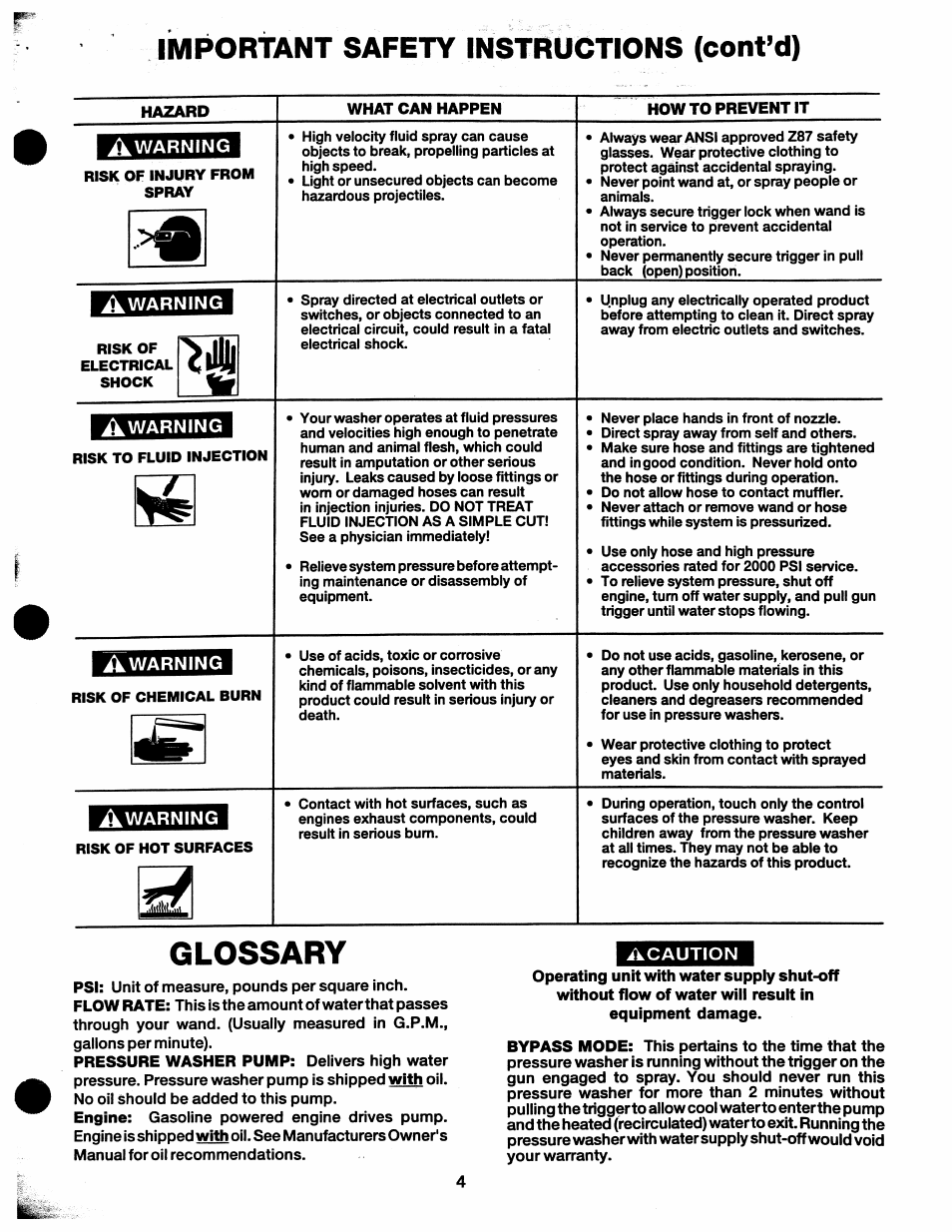 Important safety instructions (cont’d), Glossary | Craftsman 919.762000 User Manual | Page 4 / 14