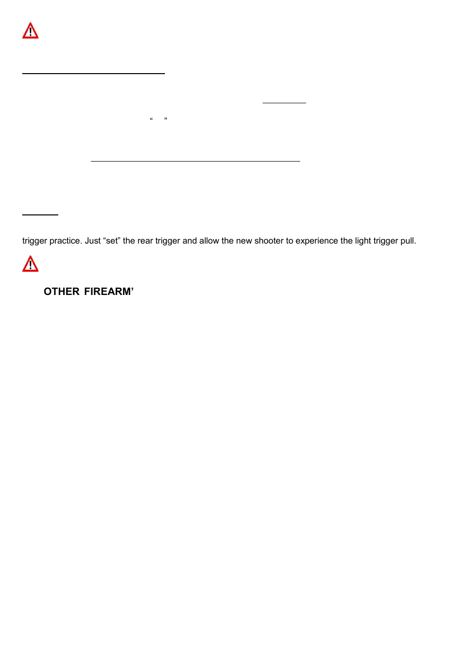 Warning, Must, Set trigger safety test | Uberti Springfield Trapdoor Cartridge Rifle & Carbine User Manual | Page 11 / 31