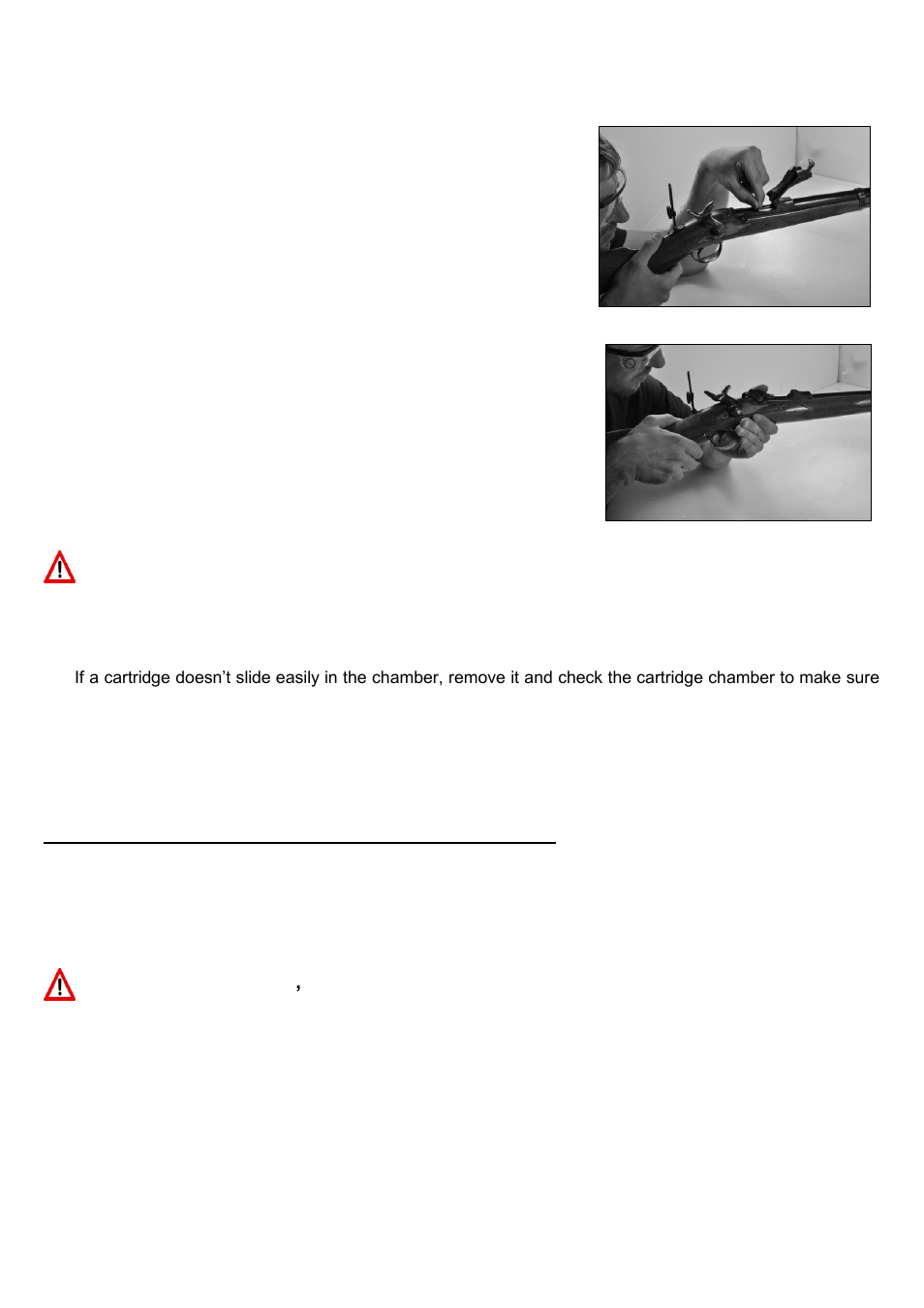 Warning, Unloading your springfield trapdoor rifle | Uberti Springfield Trapdoor Cartridge Rifle & Carbine User Manual | Page 14 / 31