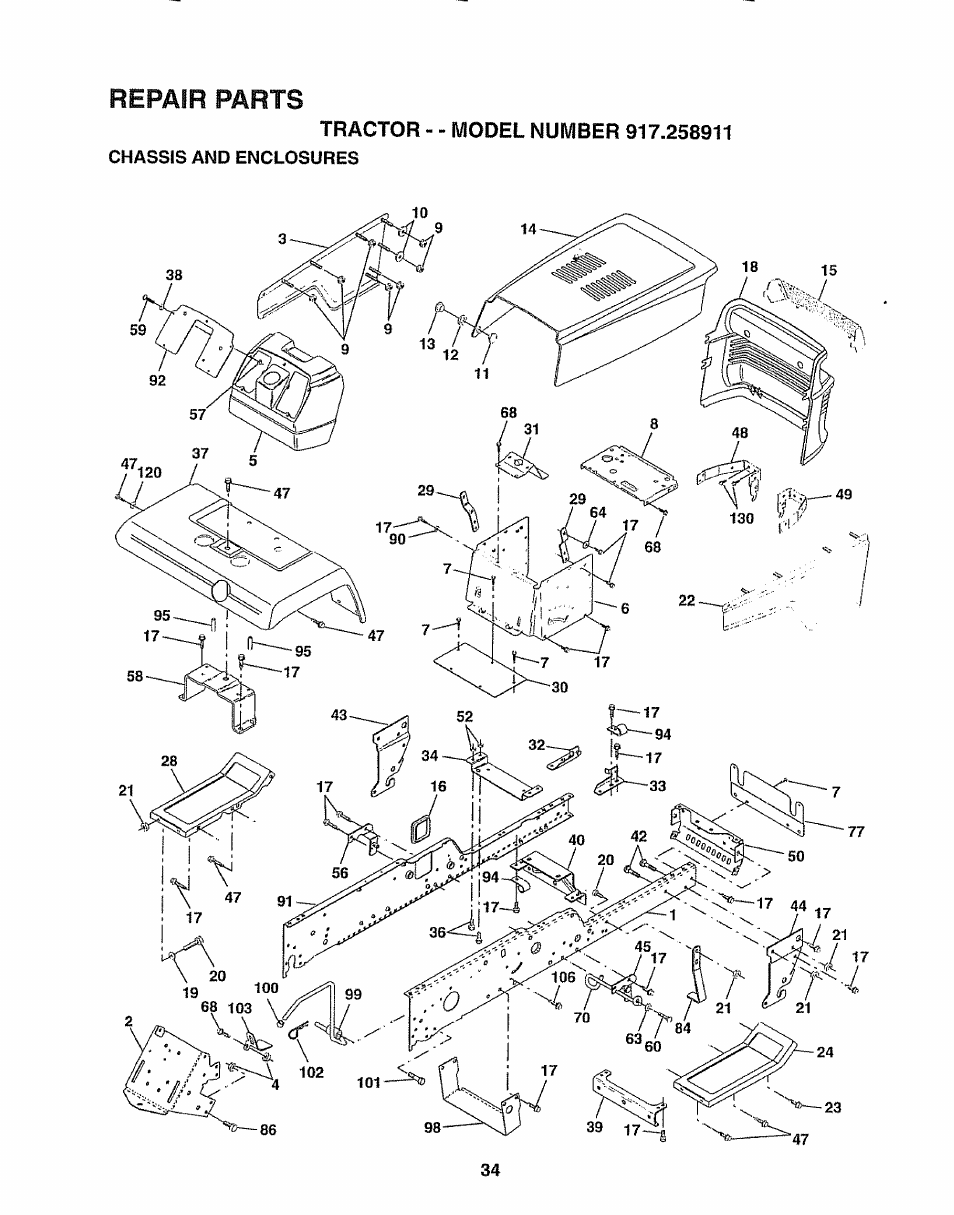 Repair parts | Craftsman 917.258911 User Manual | Page 34 / 60