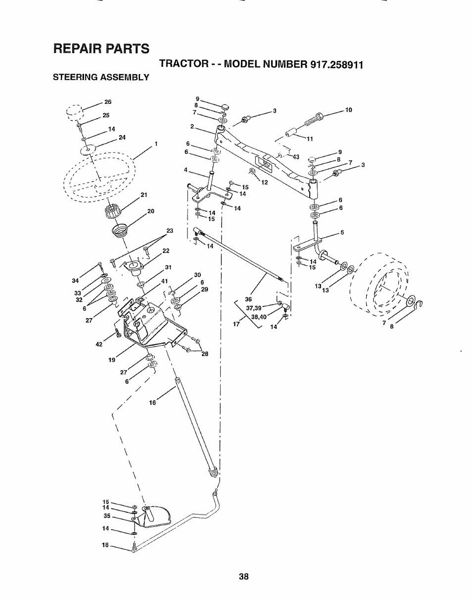 Repair parts | Craftsman 917.258911 User Manual | Page 38 / 60