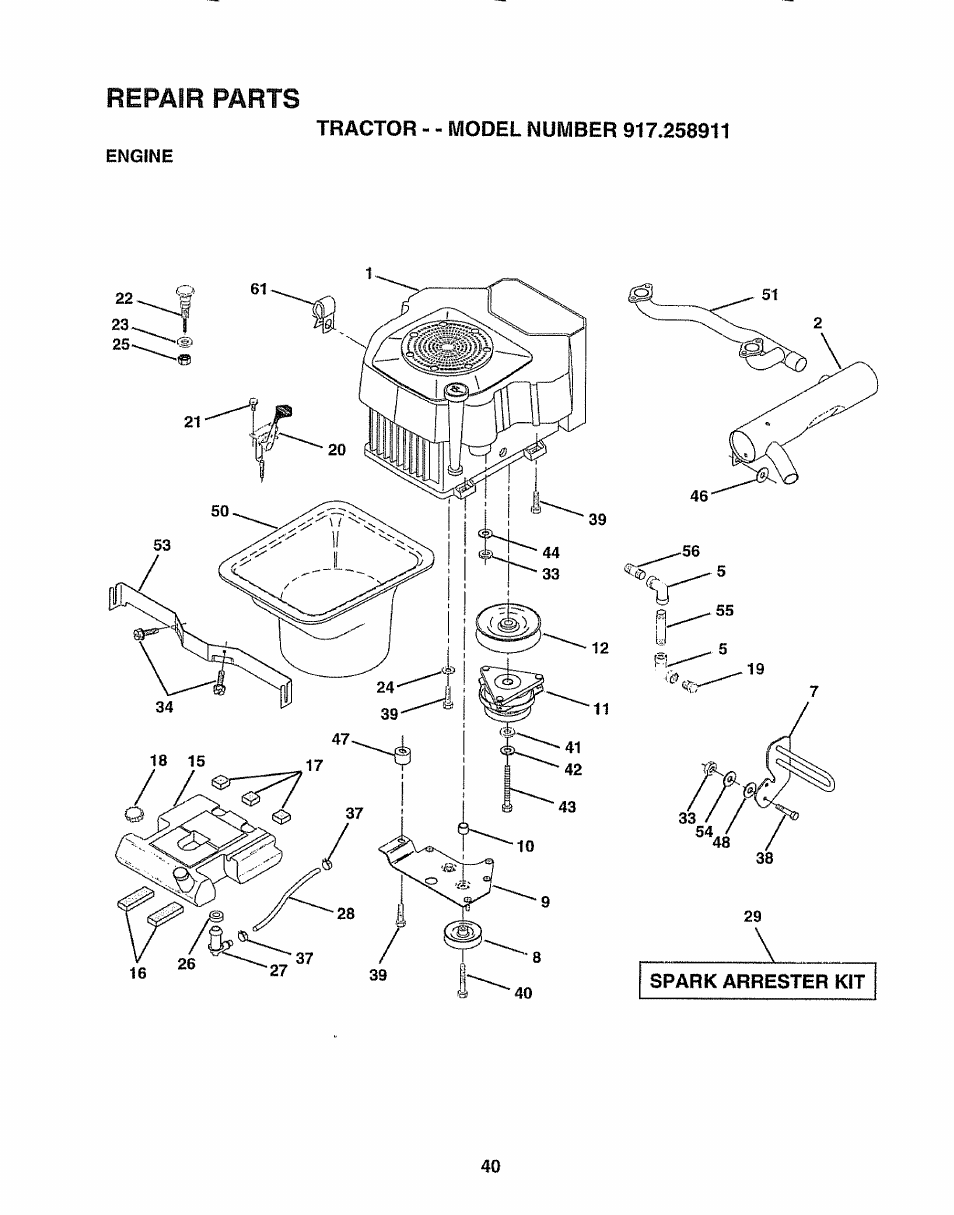 Repair parts | Craftsman 917.258911 User Manual | Page 40 / 60