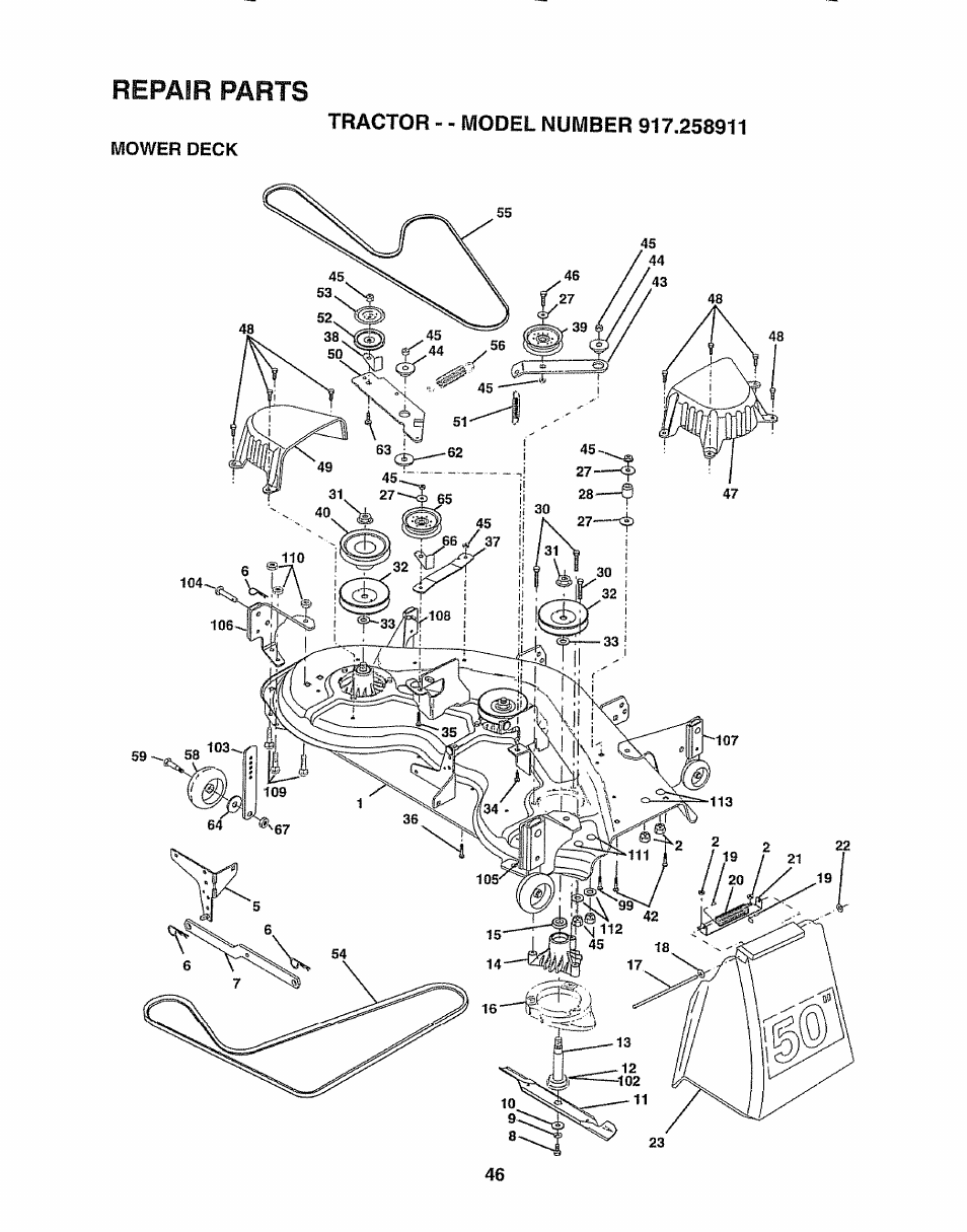 Repair parts | Craftsman 917.258911 User Manual | Page 46 / 60