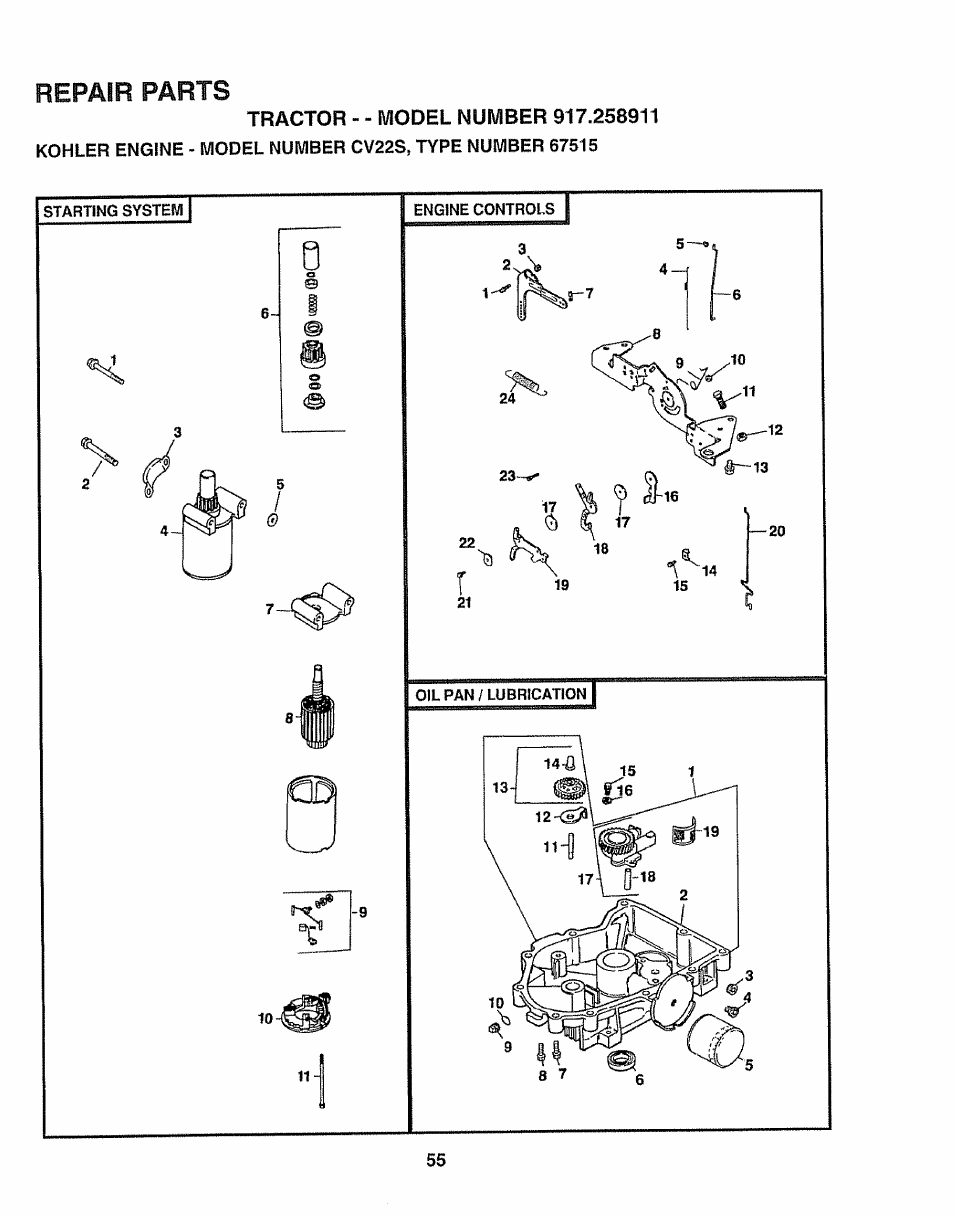 Repair parts | Craftsman 917.258911 User Manual | Page 55 / 60