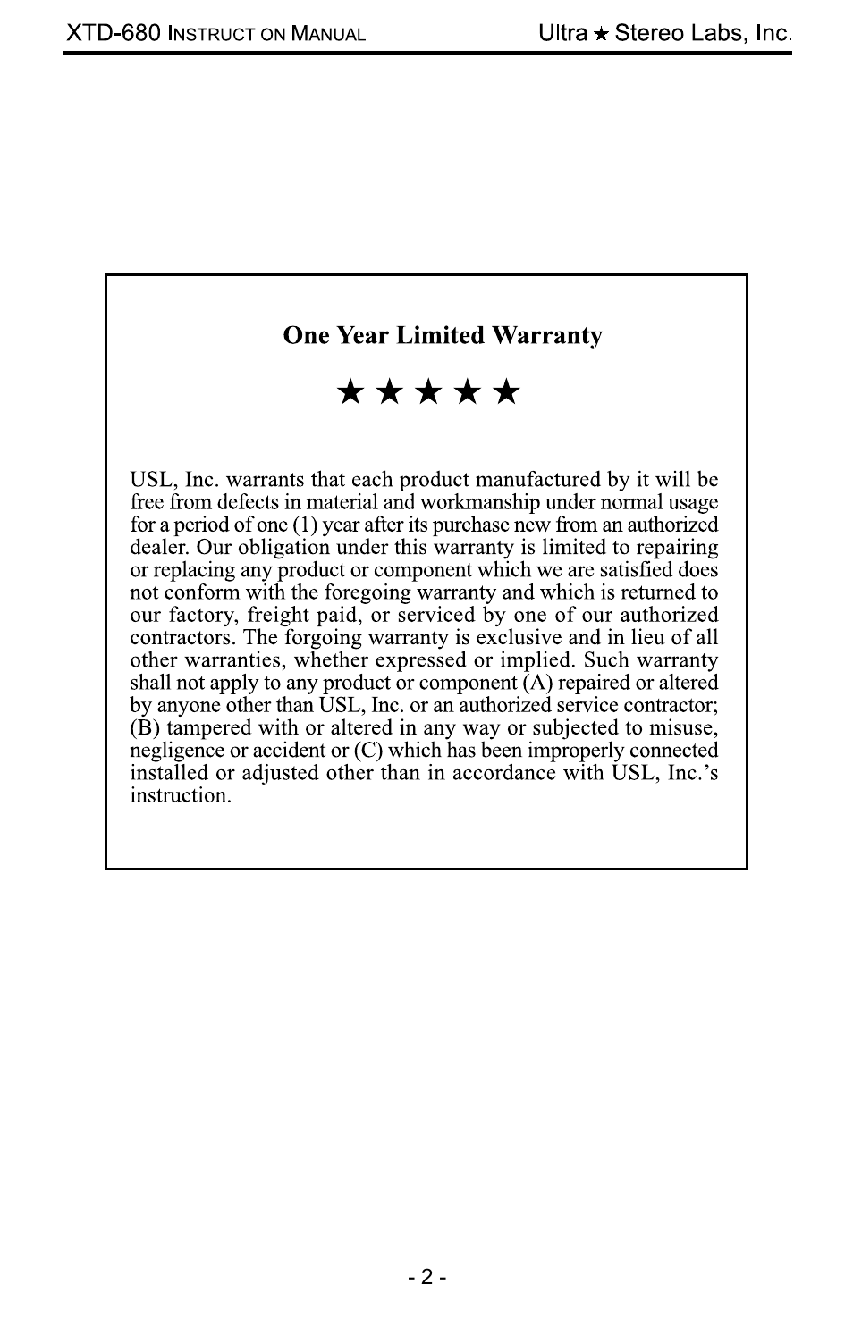 USL XTD-680 User Manual | Page 2 / 12