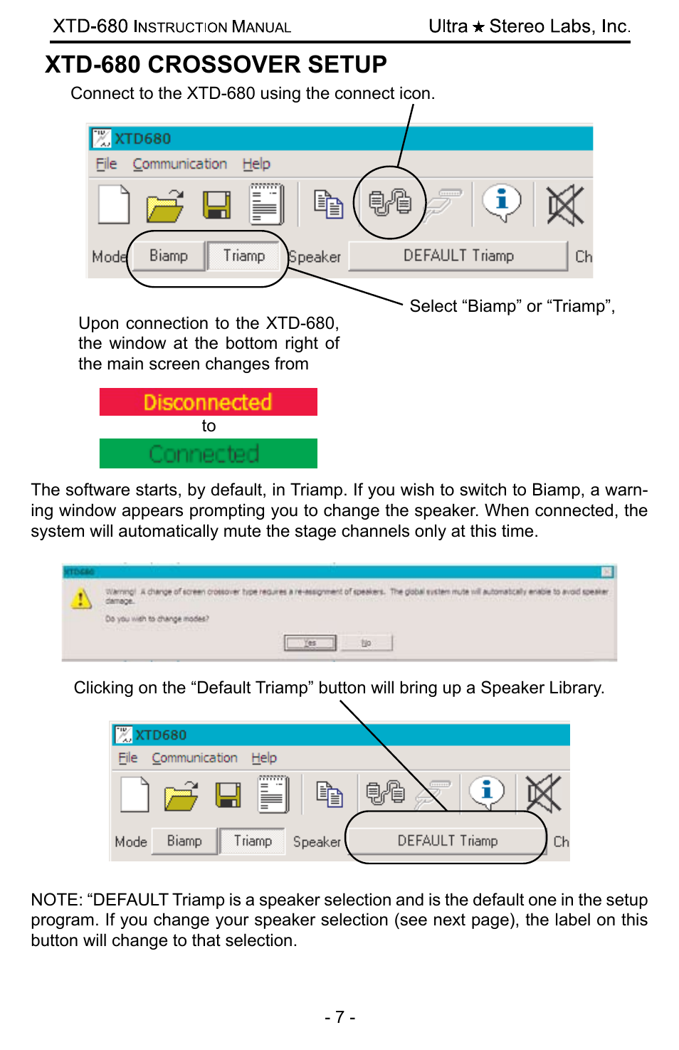 Xtd-680 crossover setup | USL XTD-680 User Manual | Page 7 / 12