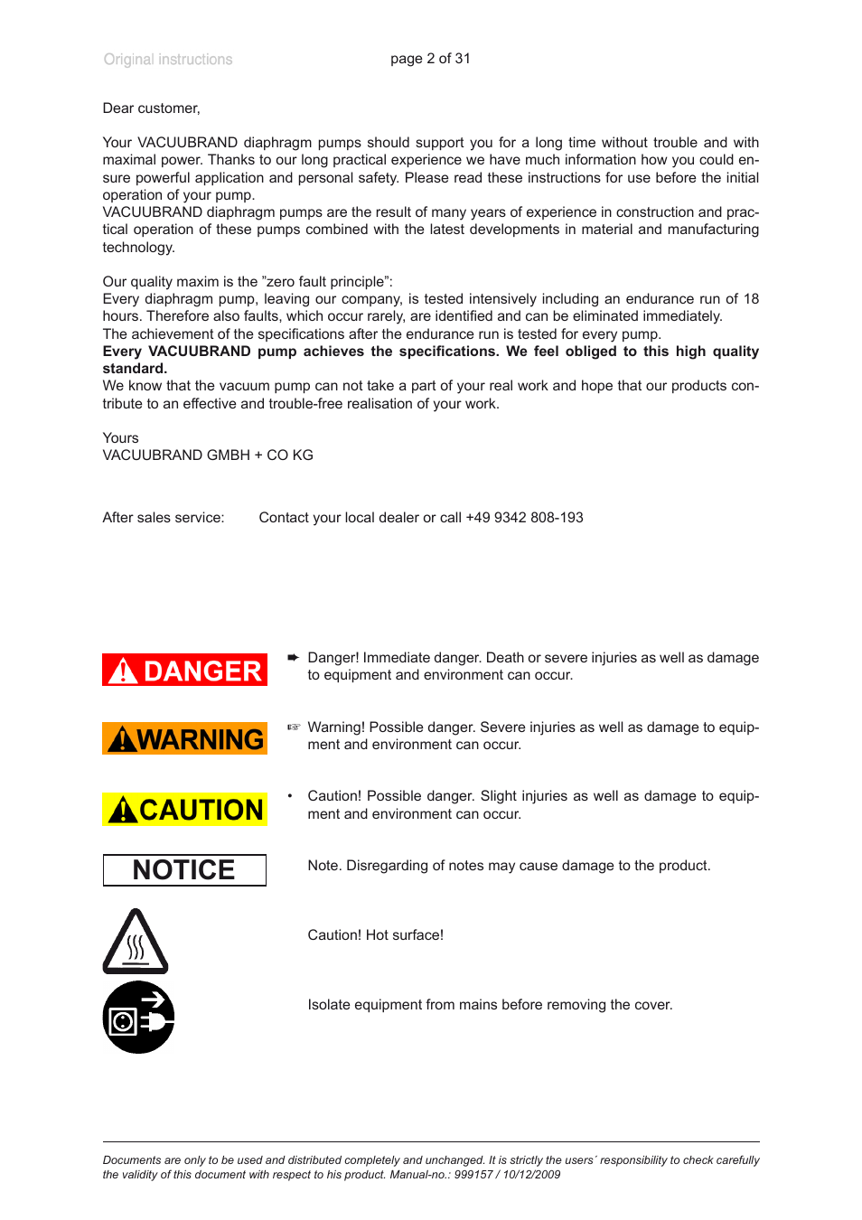 Notice | VACUUBRAND BVC 21 NT VARIO User Manual | Page 2 / 31