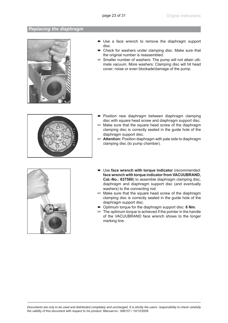 Replacing the diaphragm | VACUUBRAND BVC 21 NT VARIO User Manual | Page 23 / 31