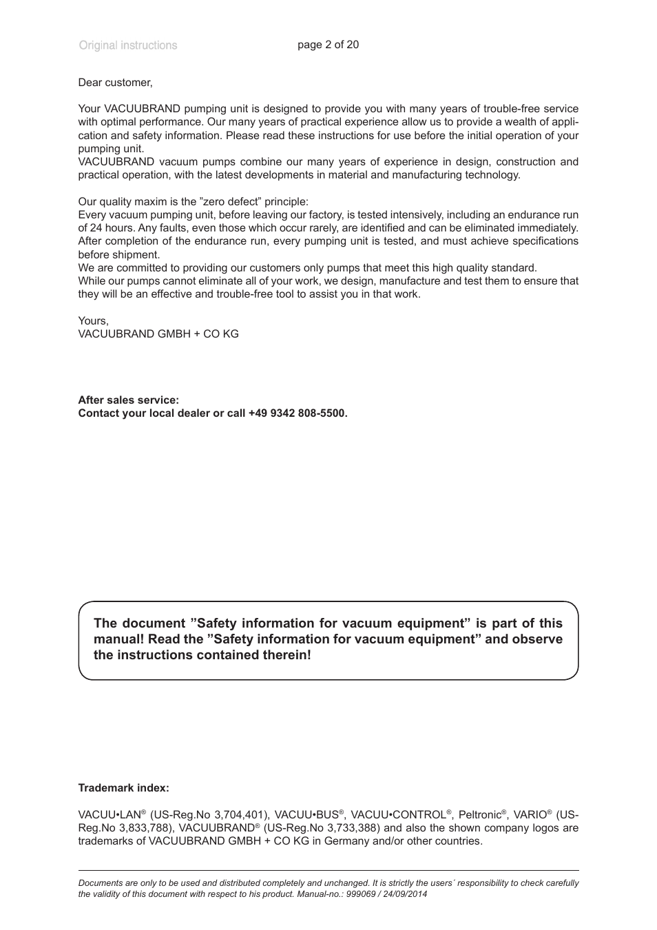 VACUUBRAND HP 63B2 User Manual | Page 2 / 20