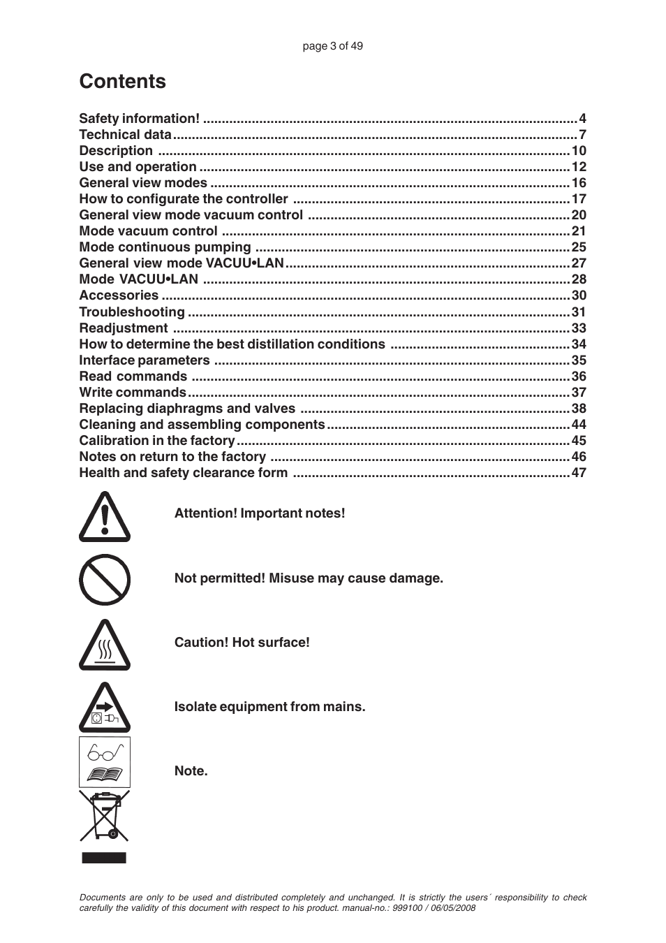 VACUUBRAND PC 2001 VARIO User Manual | Page 3 / 49