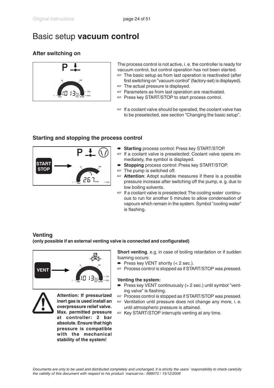 Basic setup vacuum control | VACUUBRAND MV 10C VARIO User Manual | Page 24 / 51