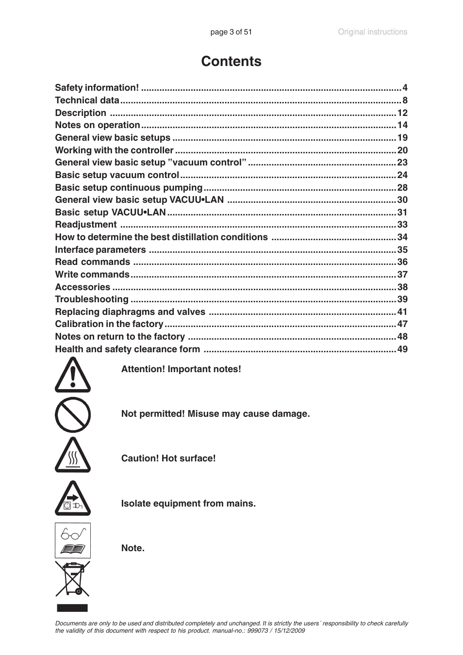 VACUUBRAND MV 10C VARIO User Manual | Page 3 / 51