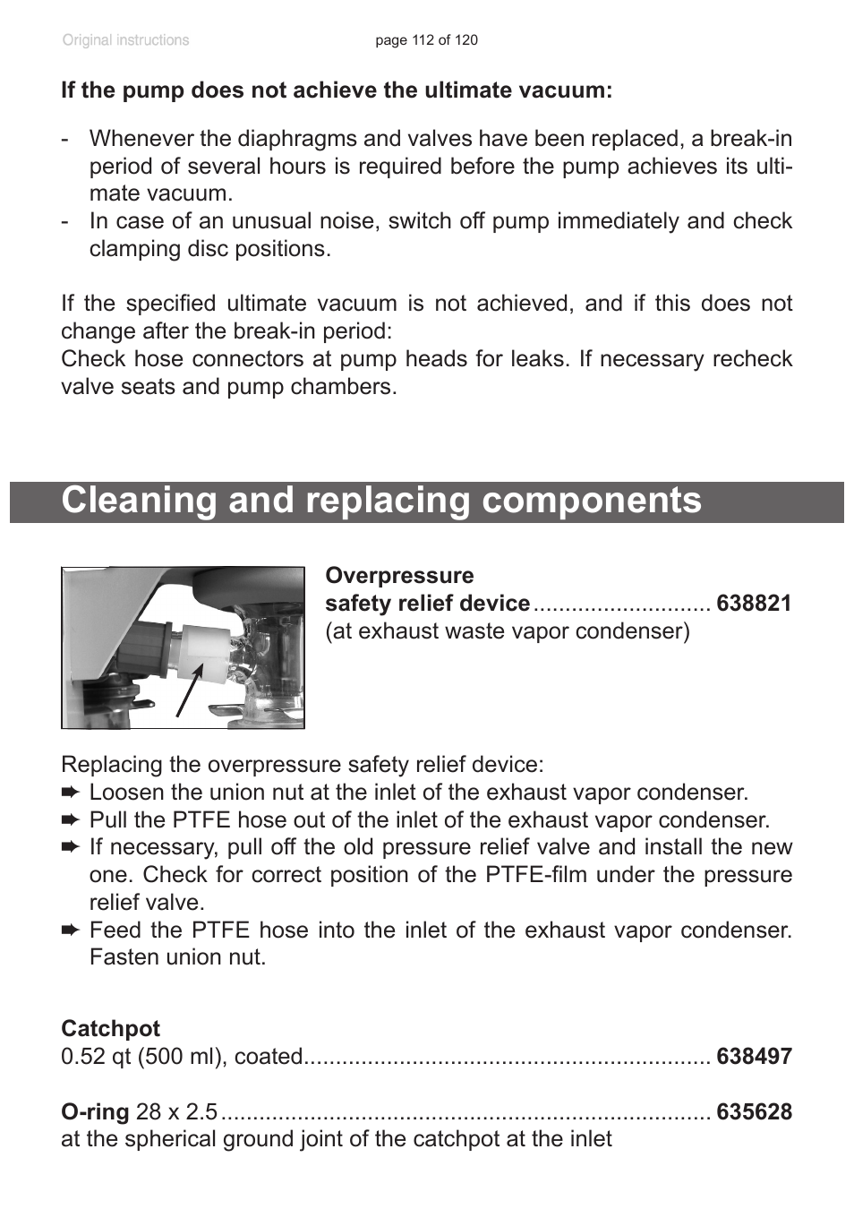 Cleaning and replacing components | VACUUBRAND PC 3001 VARIOpro emission condenser Peltronic User Manual | Page 112 / 120