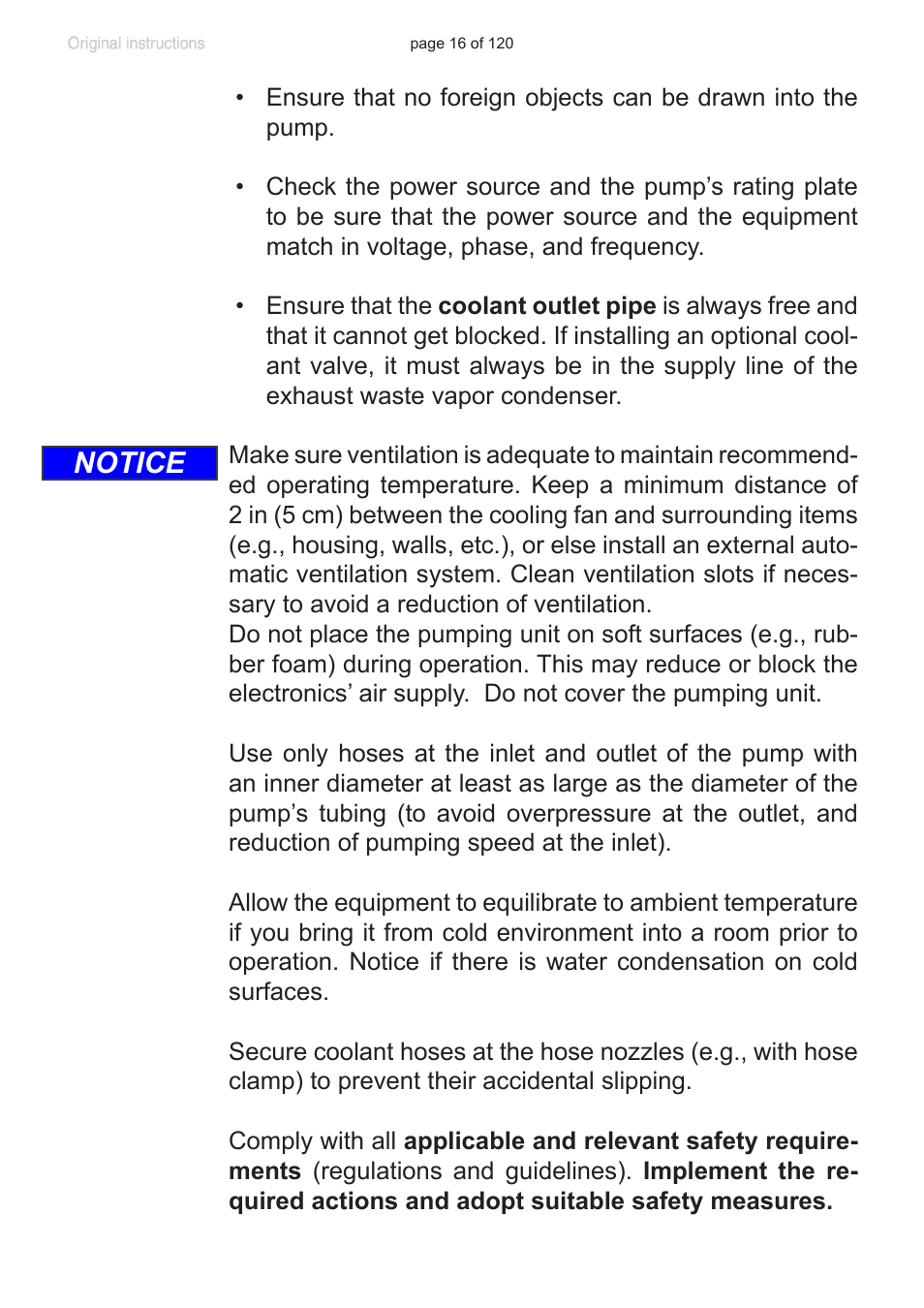 Notice | VACUUBRAND PC 3001 VARIOpro emission condenser Peltronic User Manual | Page 16 / 120
