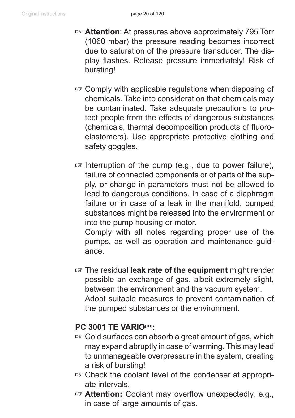 VACUUBRAND PC 3001 VARIOpro emission condenser Peltronic User Manual | Page 20 / 120