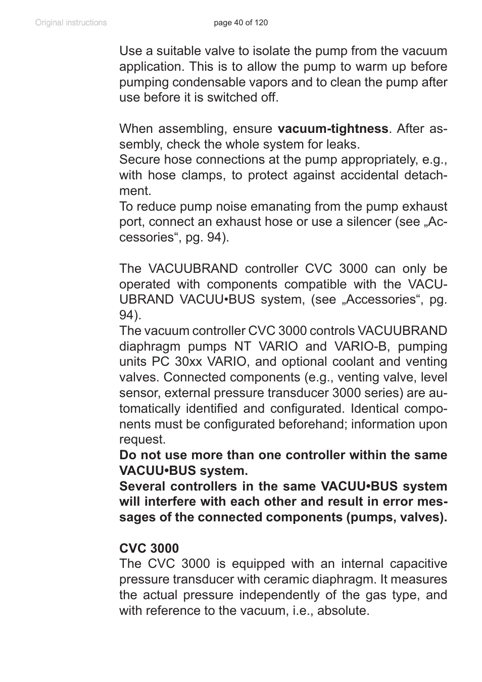 VACUUBRAND PC 3001 VARIOpro emission condenser Peltronic User Manual | Page 40 / 120