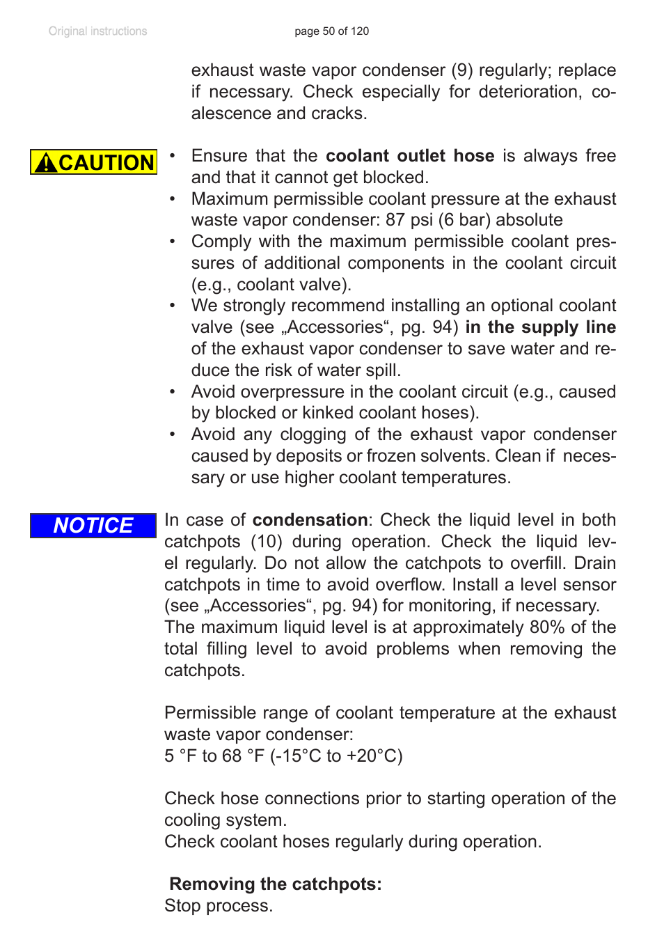 Notice | VACUUBRAND PC 3001 VARIOpro emission condenser Peltronic User Manual | Page 50 / 120