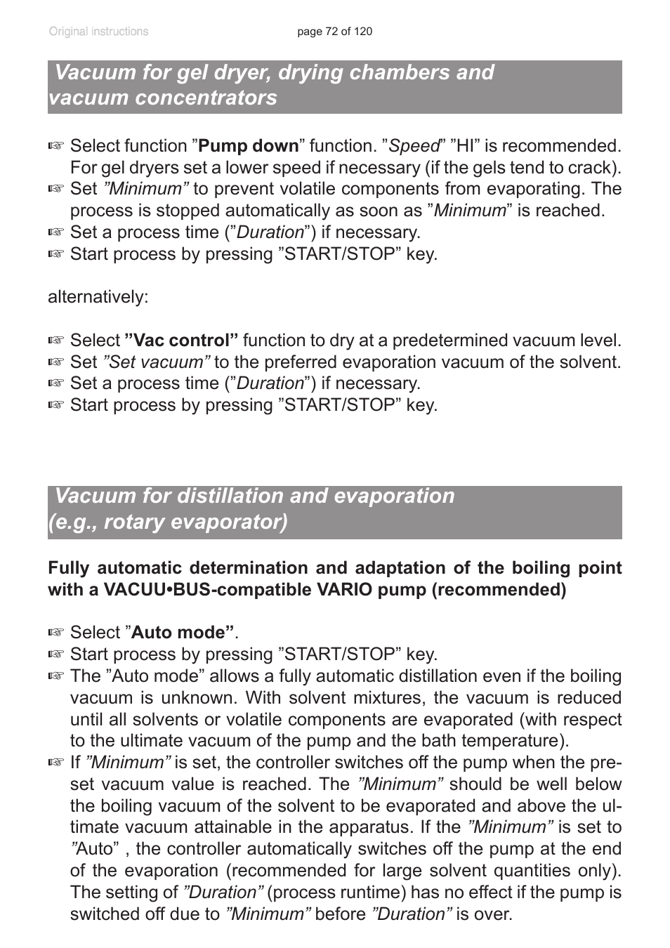 Vacuum for gel dryer, Drying chambers and vacuum concentrators | VACUUBRAND PC 3001 VARIOpro emission condenser Peltronic User Manual | Page 72 / 120