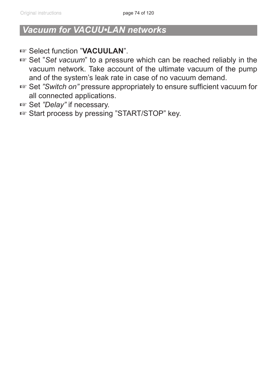 Vacuum for vacuu•lan networks | VACUUBRAND PC 3001 VARIOpro emission condenser Peltronic User Manual | Page 74 / 120