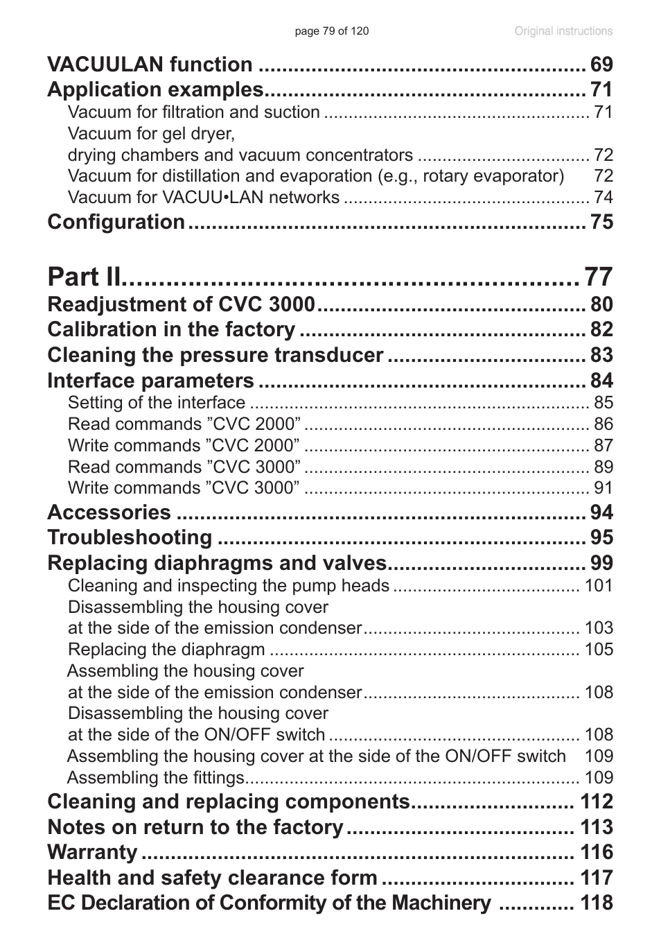 Part ii | VACUUBRAND PC 3001 VARIOpro emission condenser Peltronic User Manual | Page 79 / 120