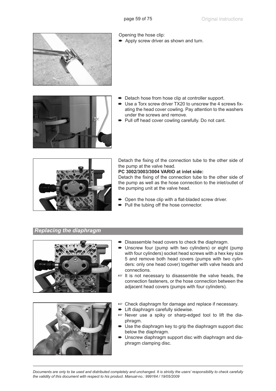 Replacing the diaphragm | VACUUBRAND PC 3012 VARIO User Manual | Page 59 / 75