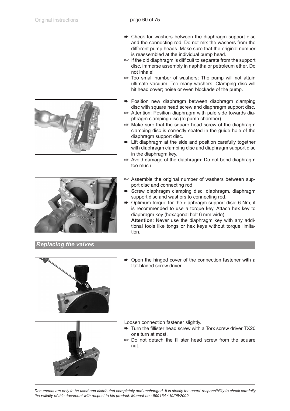 Replacing the valves | VACUUBRAND PC 3012 VARIO User Manual | Page 60 / 75