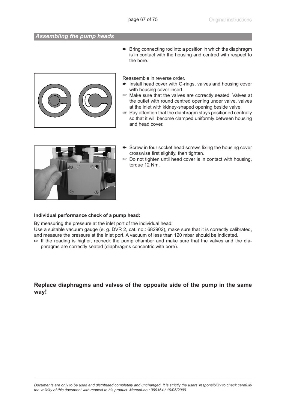 Assembling the pump heads | VACUUBRAND PC 3012 VARIO User Manual | Page 67 / 75
