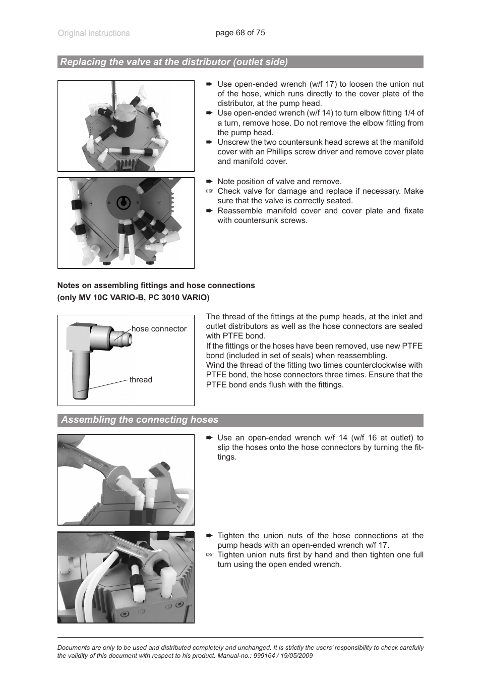 Assembling the connecting hoses | VACUUBRAND PC 3012 VARIO User Manual | Page 68 / 75