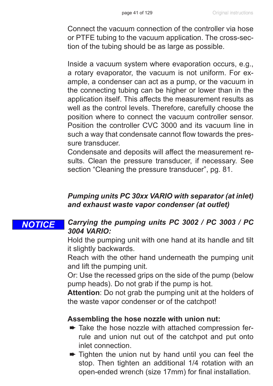 Notice | VACUUBRAND PC 3012 VARIO plastic housing User Manual | Page 41 / 129
