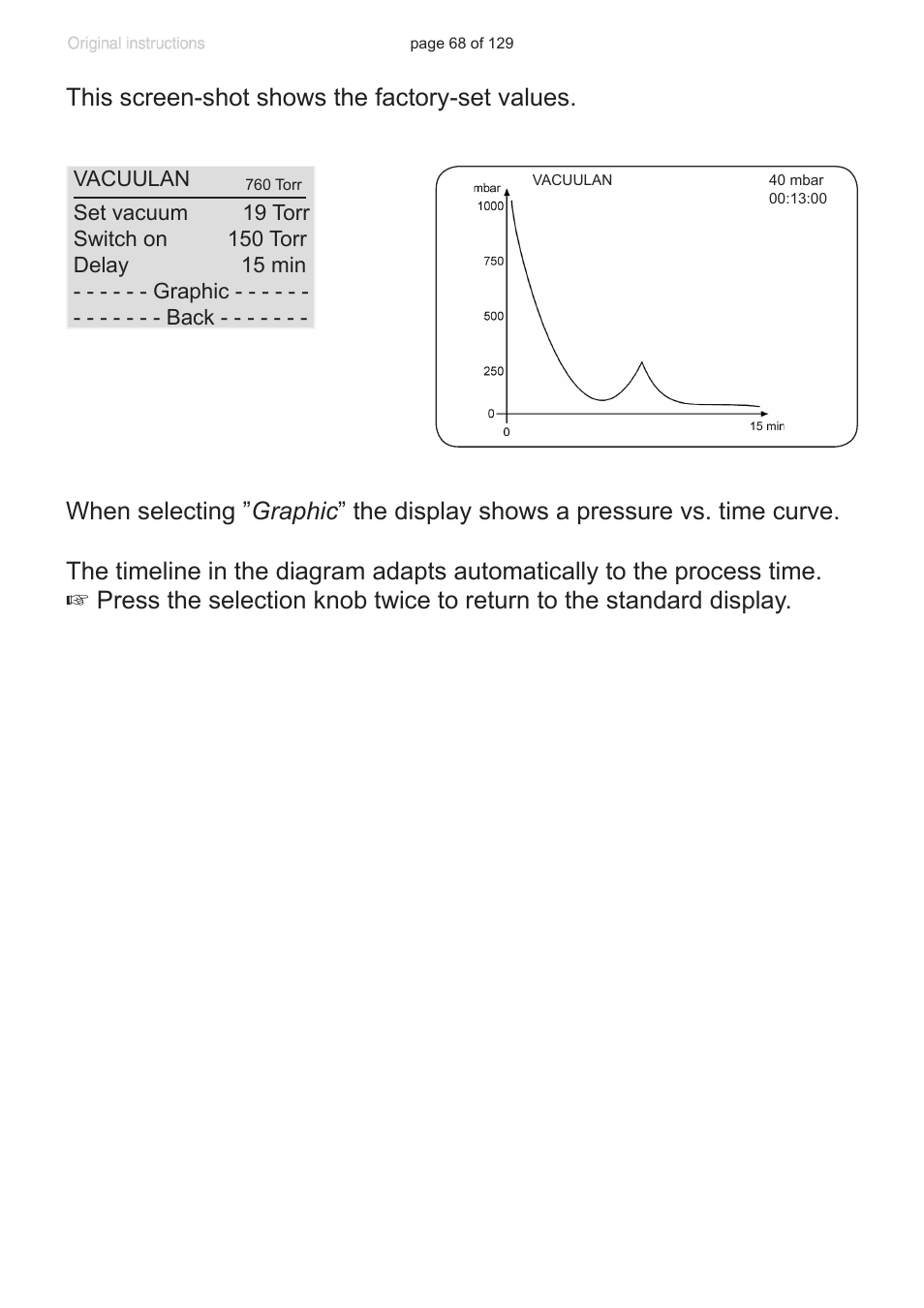 This screen-shot shows the factory-set values | VACUUBRAND PC 3012 VARIO plastic housing User Manual | Page 68 / 129