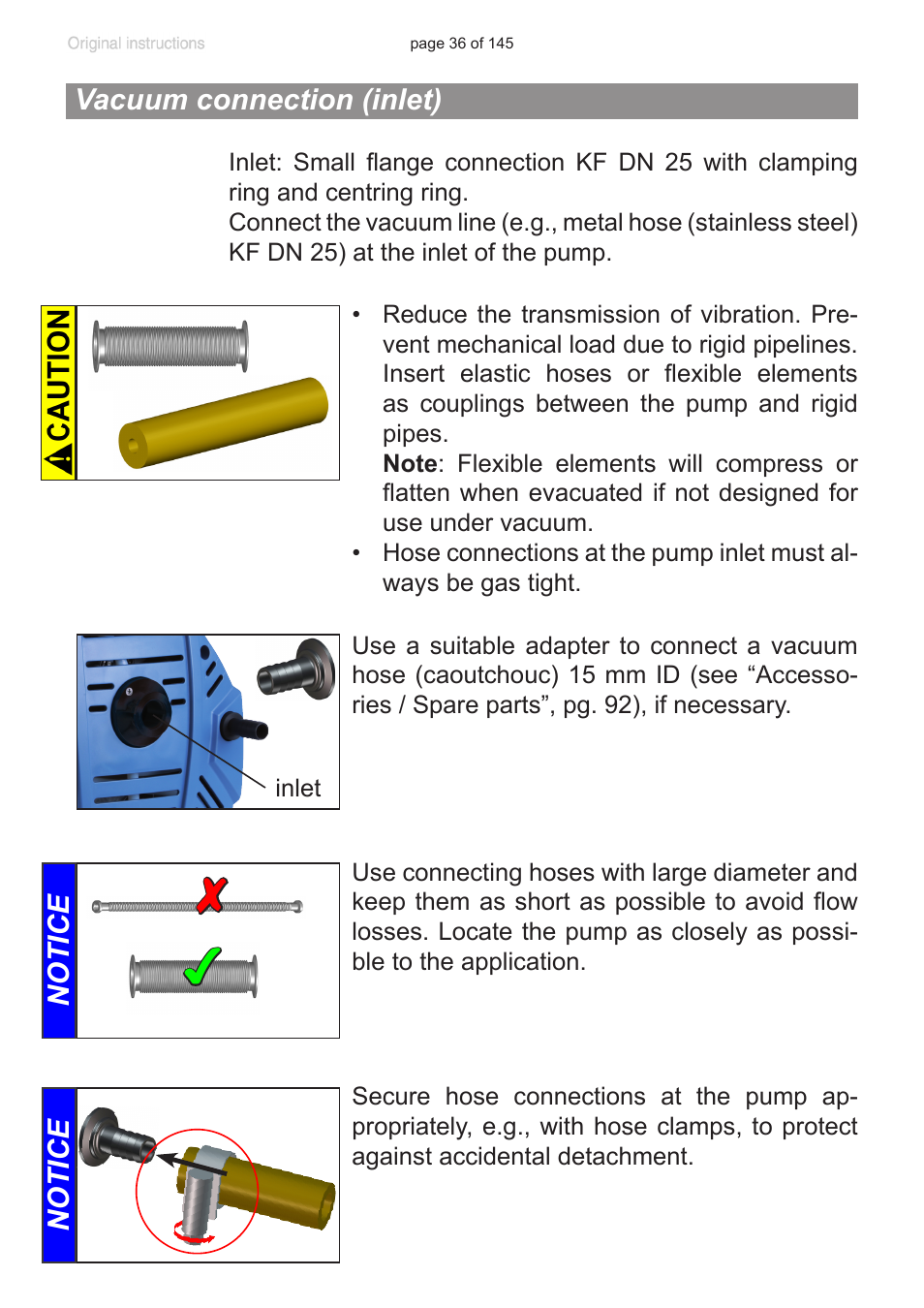 Vacuum connection (inlet) | VACUUBRAND MV 10C NT VARIO User Manual | Page 36 / 145