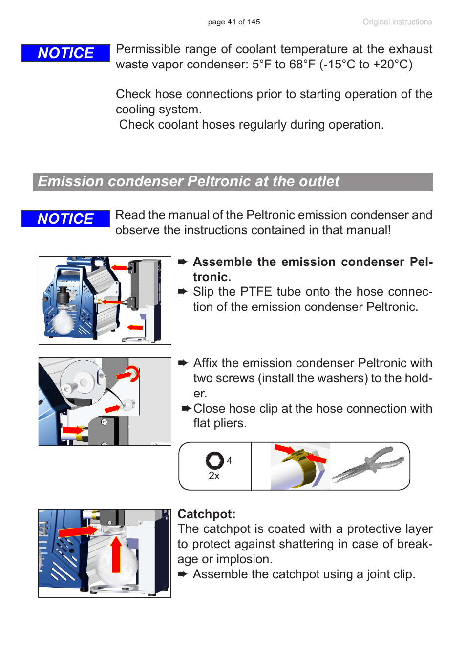 Emission condenser peltronic at the outlet, Notice emission condenser peltronic at the outlet, Notice | VACUUBRAND MV 10C NT VARIO User Manual | Page 41 / 145