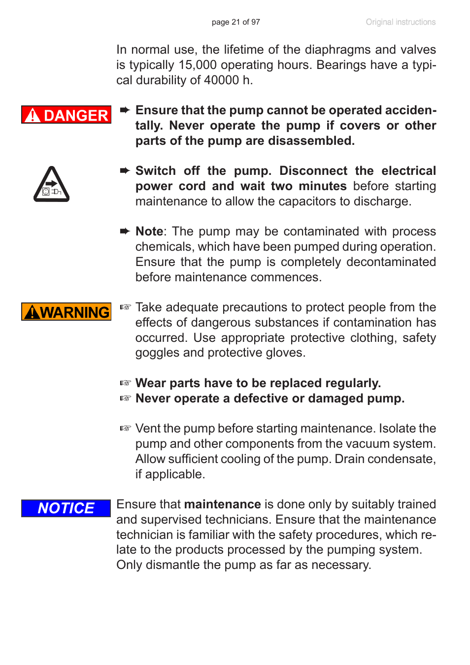 Notice | VACUUBRAND MV 10C NT VARIO o.C. User Manual | Page 21 / 97
