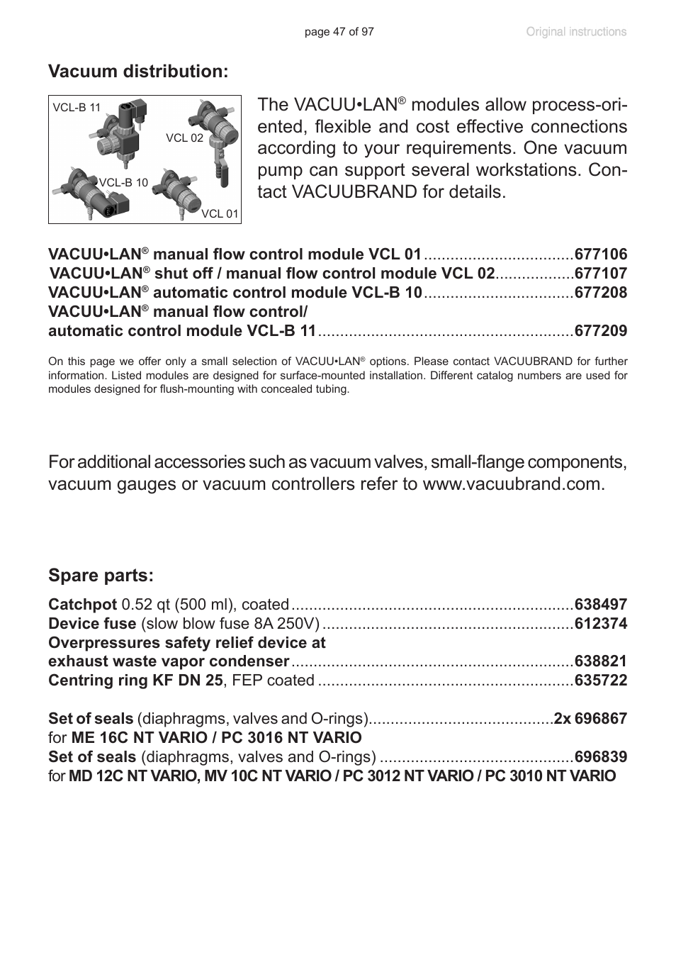 VACUUBRAND MV 10C NT VARIO o.C. User Manual | Page 47 / 97
