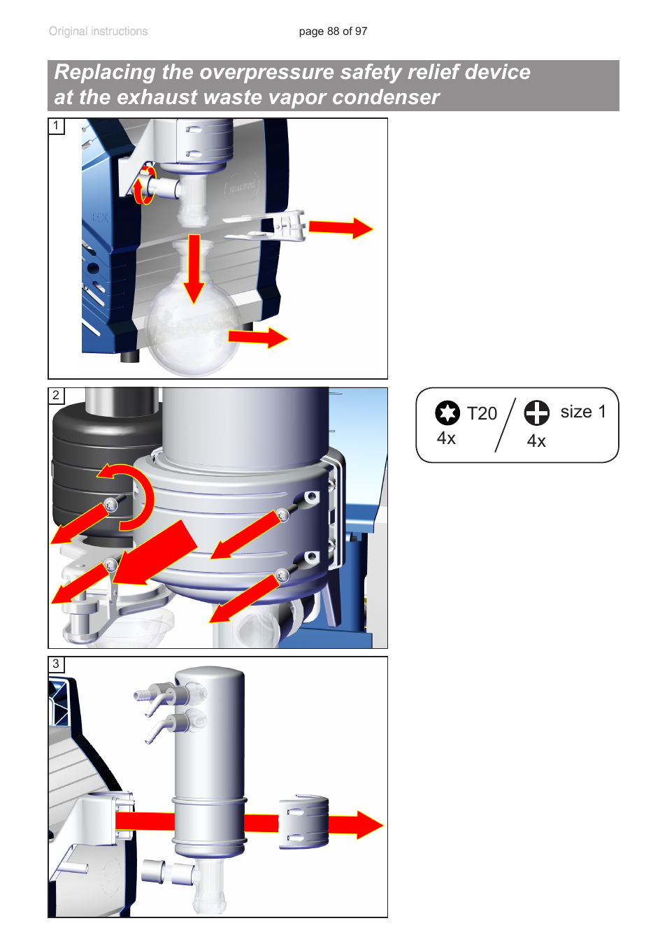 Replacing the overpressure safety relief device | VACUUBRAND MV 10C NT VARIO o.C. User Manual | Page 88 / 97