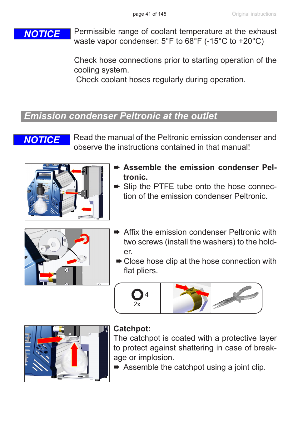 Emission condenser peltronic at the outlet, Notice emission condenser peltronic at the outlet, Notice | VACUUBRAND PC 3012 NT VARIO Duo User Manual | Page 47 / 151