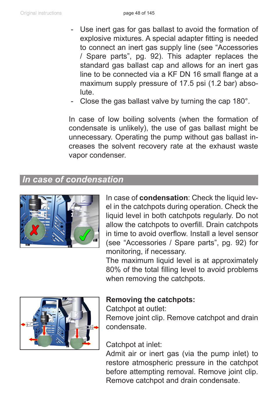 In case of condensation | VACUUBRAND PC 3012 NT VARIO Duo User Manual | Page 54 / 151